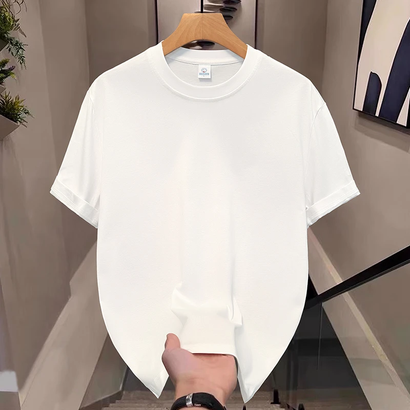 索罗娜冰感白色短袖T恤男休闲白色时尚夏季半袖纯色短袖T恤时尚