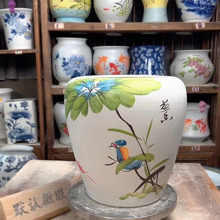 陶苹果荷花鸟 新款新款陶瓷陶瓷