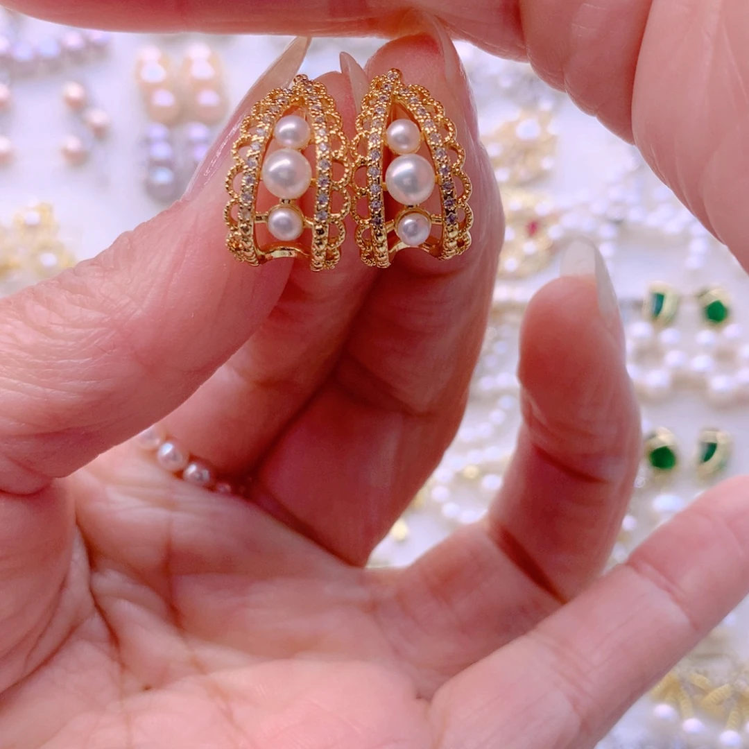 耳饰合金淡水珍珠