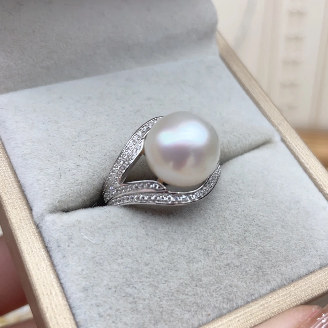 戒指海水珍珠银S925镶嵌T78