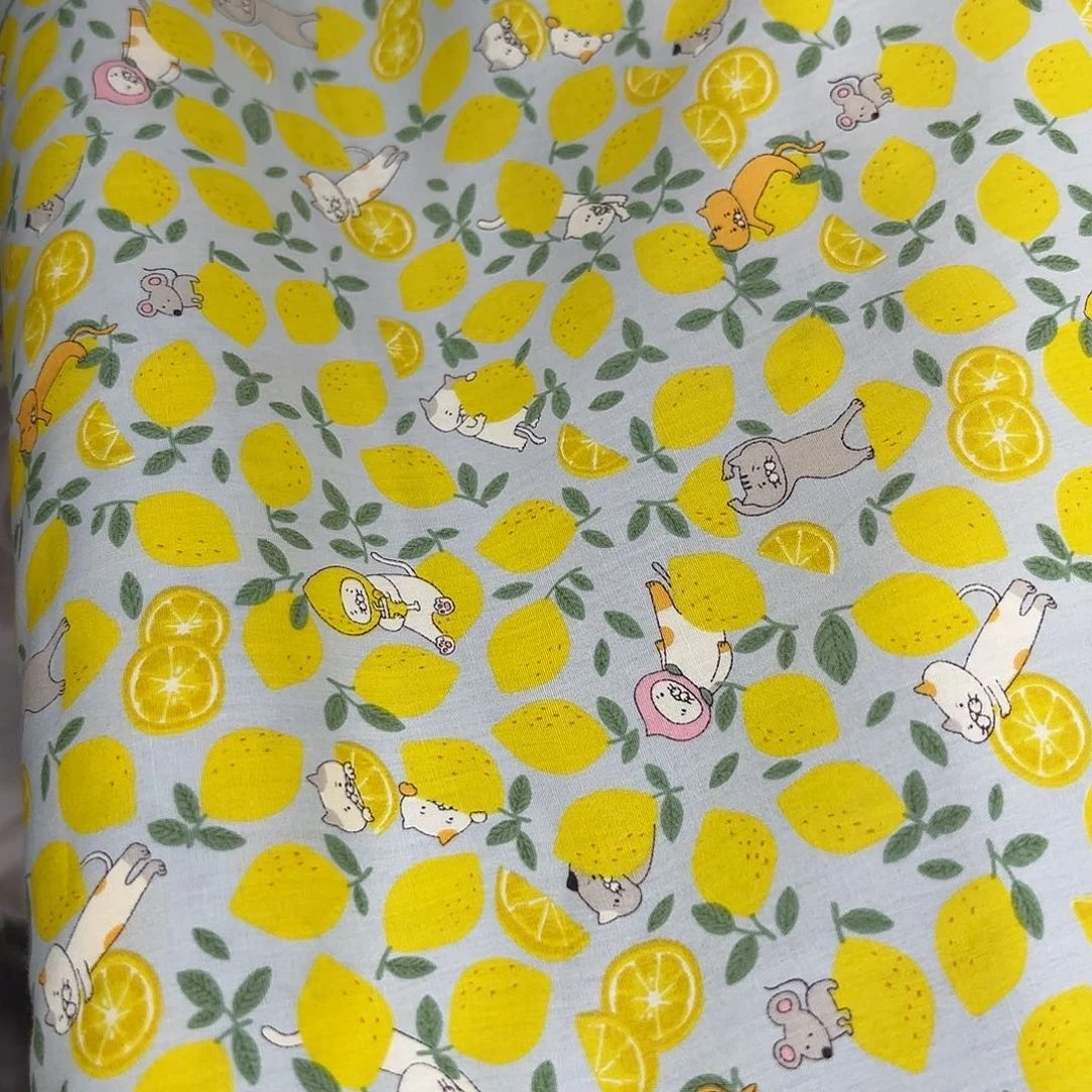 棉国现 小林浅蓝色柠檬猫半米*110