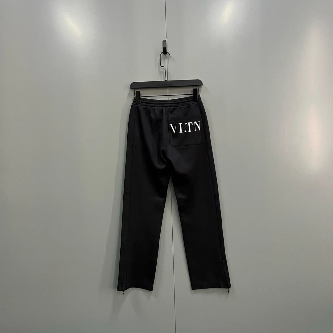 95新 Valentino/华伦天奴 tt19 黑色背后印花logo长裤XS码/019746