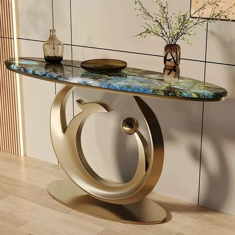 百鸟朝凤意式极简岩板玄关台入户靠墙端景台过道走廊置物架玄关桌