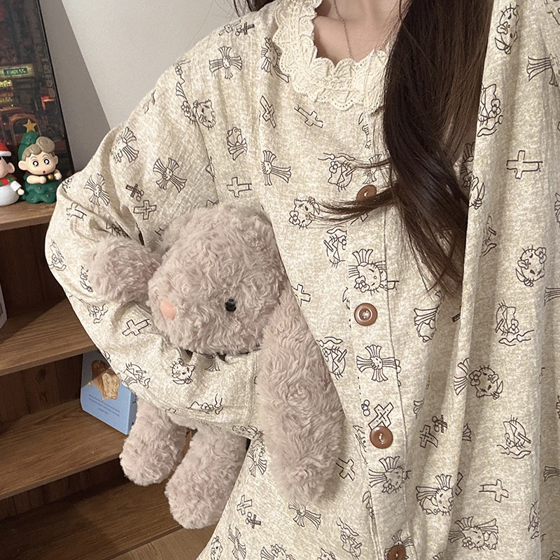 小恶魔kitty睡衣女春秋季云朵棉长袖长裤可爱卡通少女家居服套装