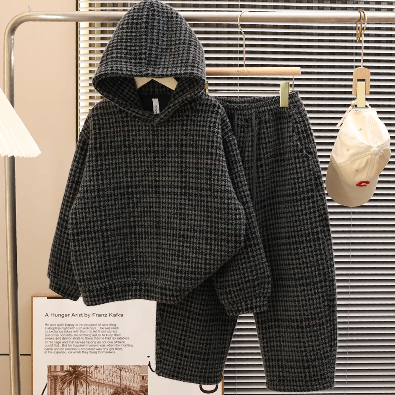 儿童装男童冬装加绒套装2025新款中大童冬季加厚休闲保暖两件套潮