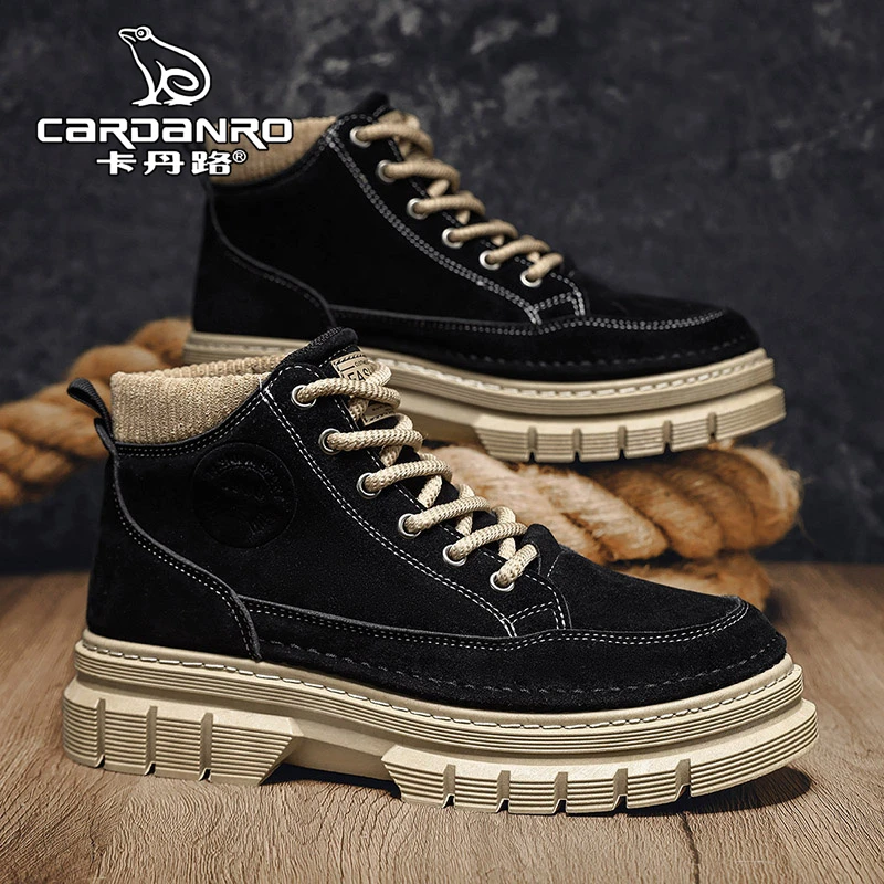 意大利卡丹路靴子男款秋季耐磨登山劳保马丁靴男士训练高帮工装靴