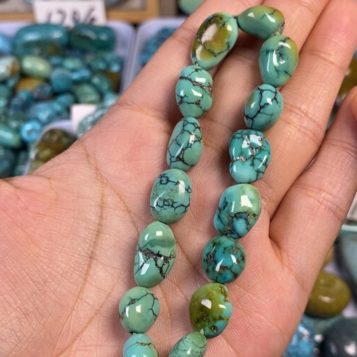 M***o绿松石未镶嵌绿松石圆珠手链项链手链吊坠