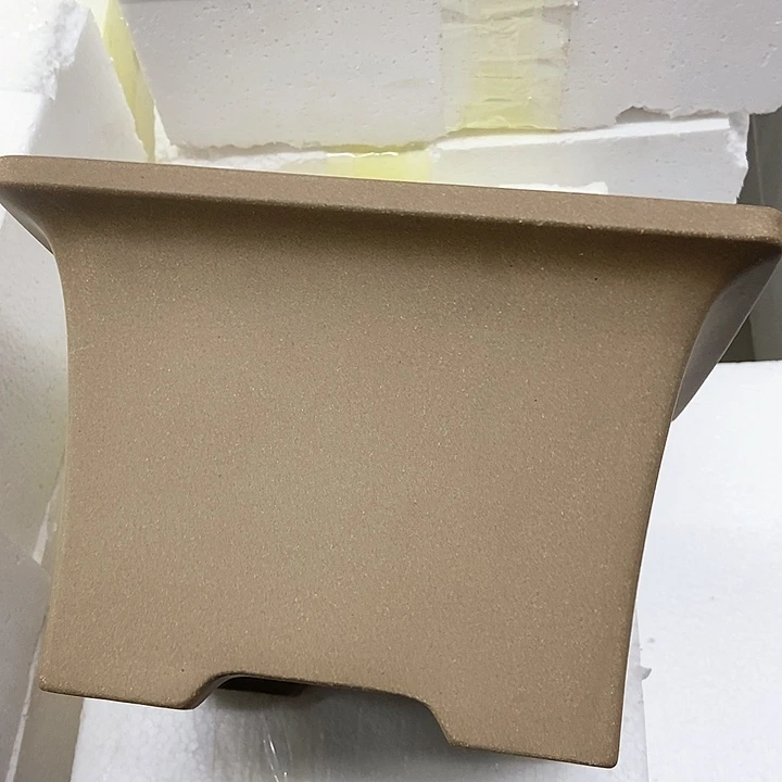 紫砂花盆刘*四方青灰泥