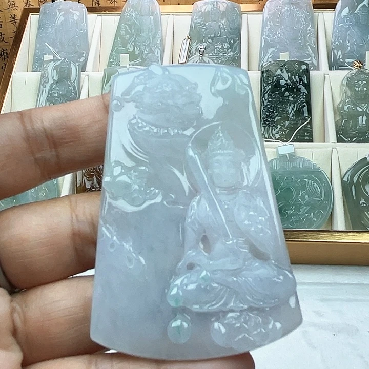 翡翠未镶嵌颈饰天然翡翠A货文殊菩萨