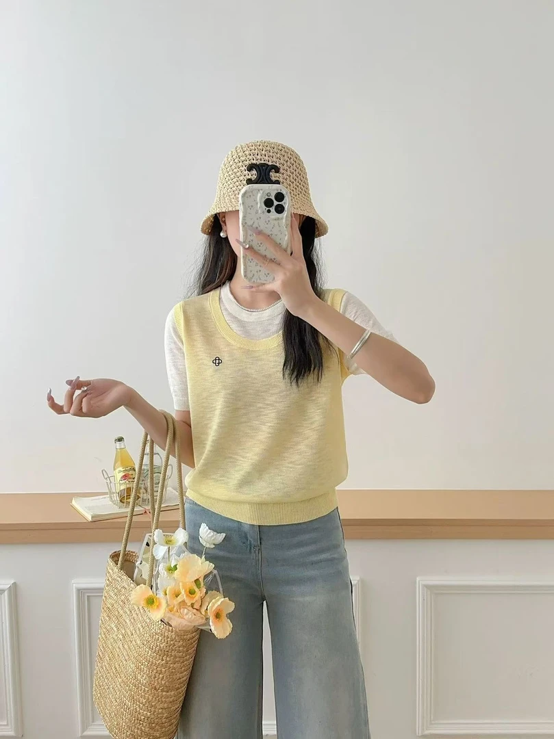 玲玲服饰【2106#假两件针织短袖】