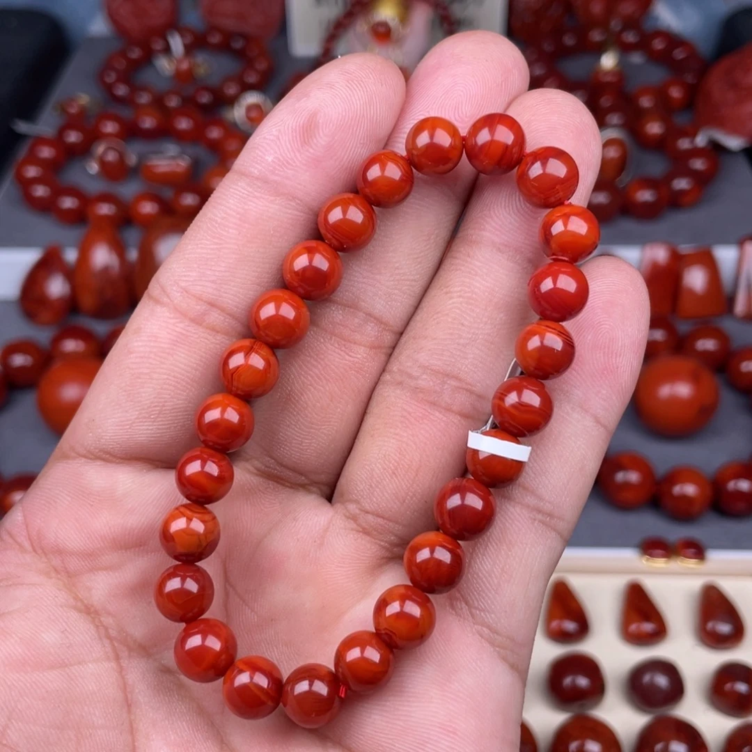 南红玛瑙未镶嵌瓦西南红圆珠手串8mm