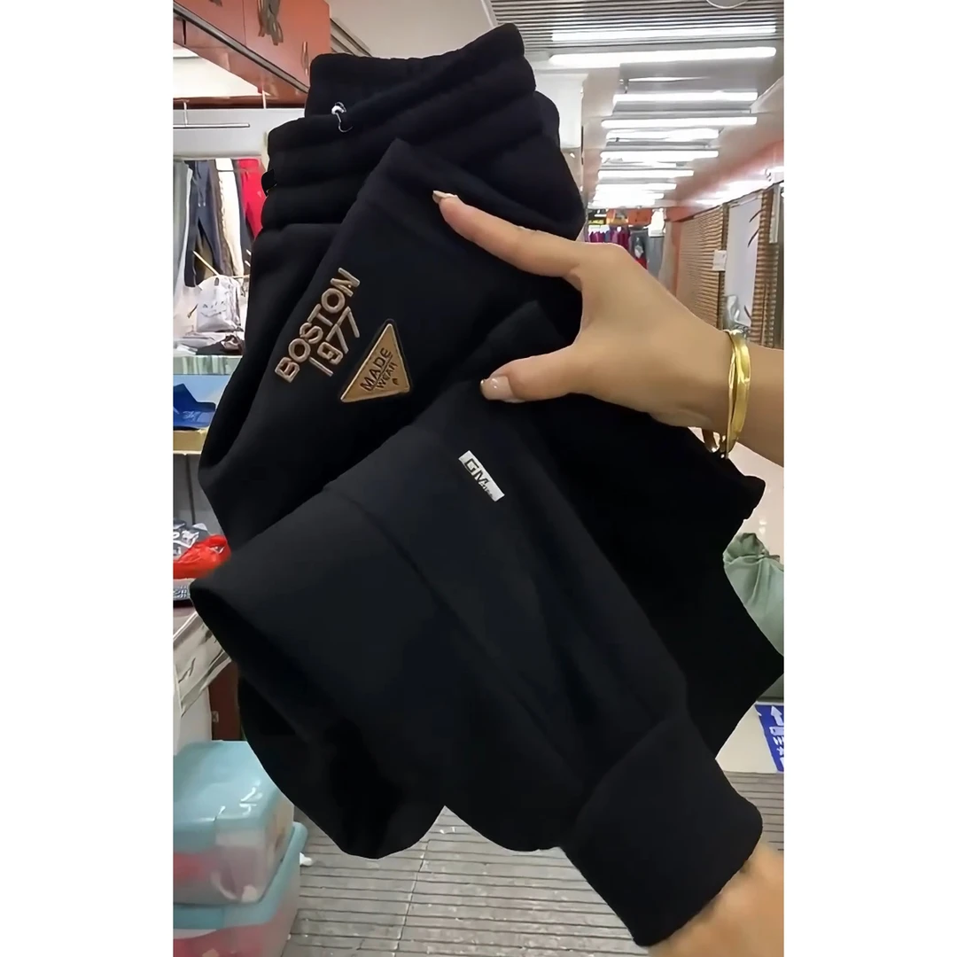 时尚休闲薄款华棉哈伦裤女春秋2025新款拼接刺绣贴标显瘦束脚卫裤