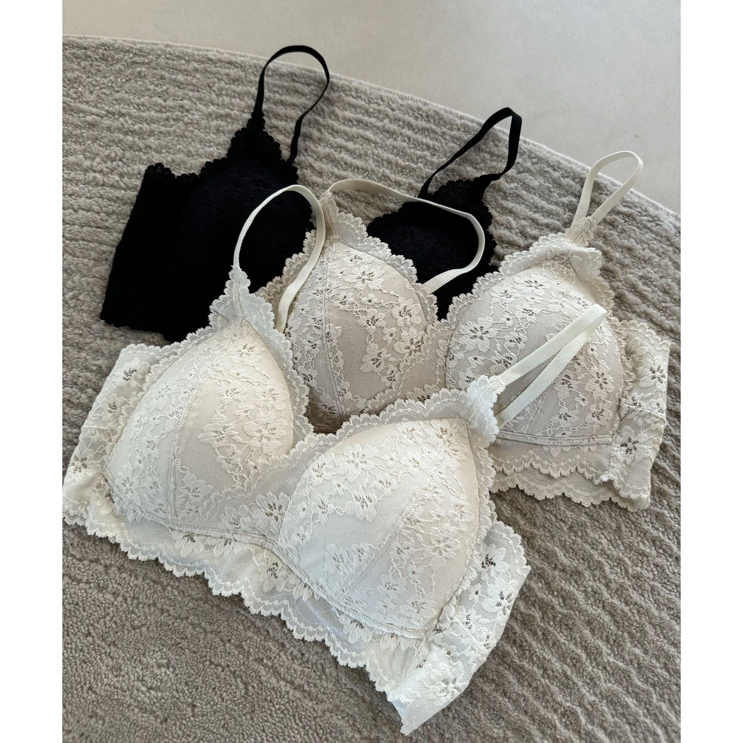 夏季无钢圈三角杯蕾丝性感透气裹胸吊带美背