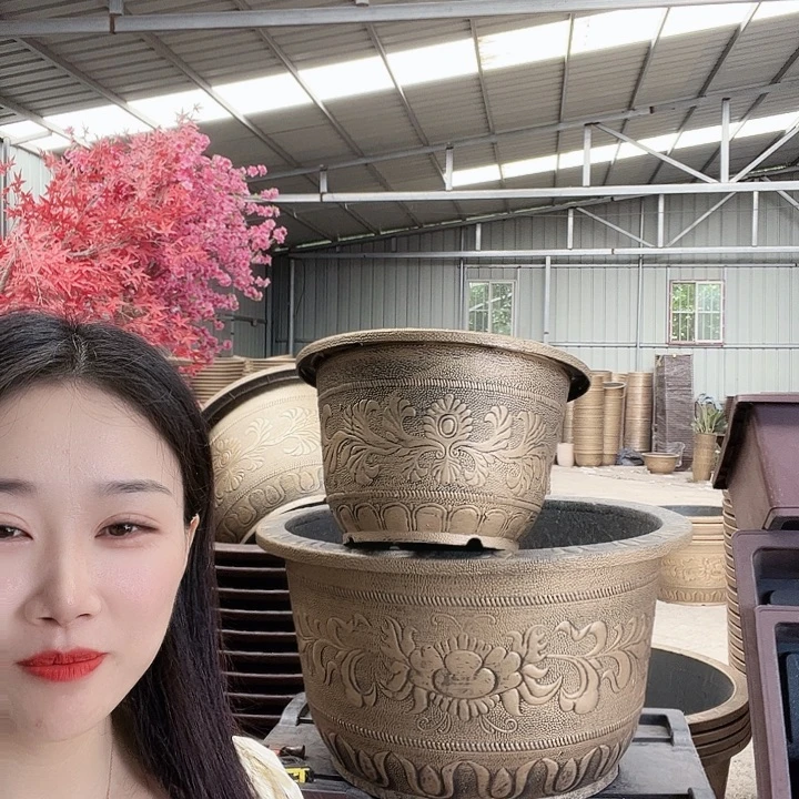 八角80花盆2个古铜色有孔