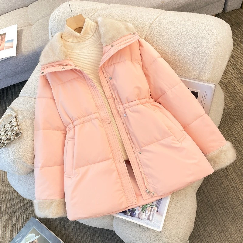 棉服女冬季2025新款今年流行超好看棉衣加厚保暖收腰毛领棉袄外套