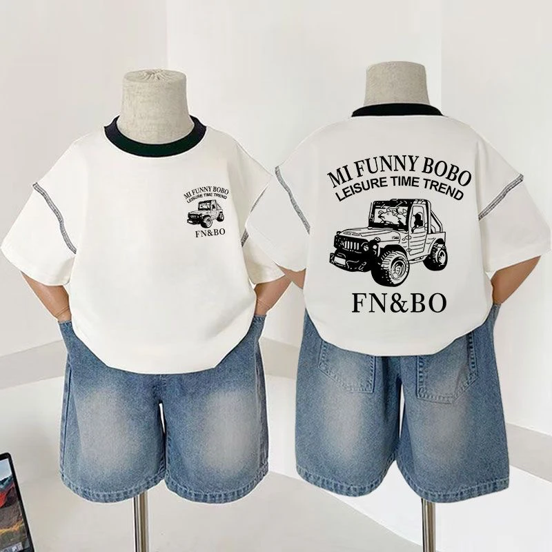 男童汽车短袖夏季T恤宝宝纯棉上衣儿童中大童新款韩版帅气宽松