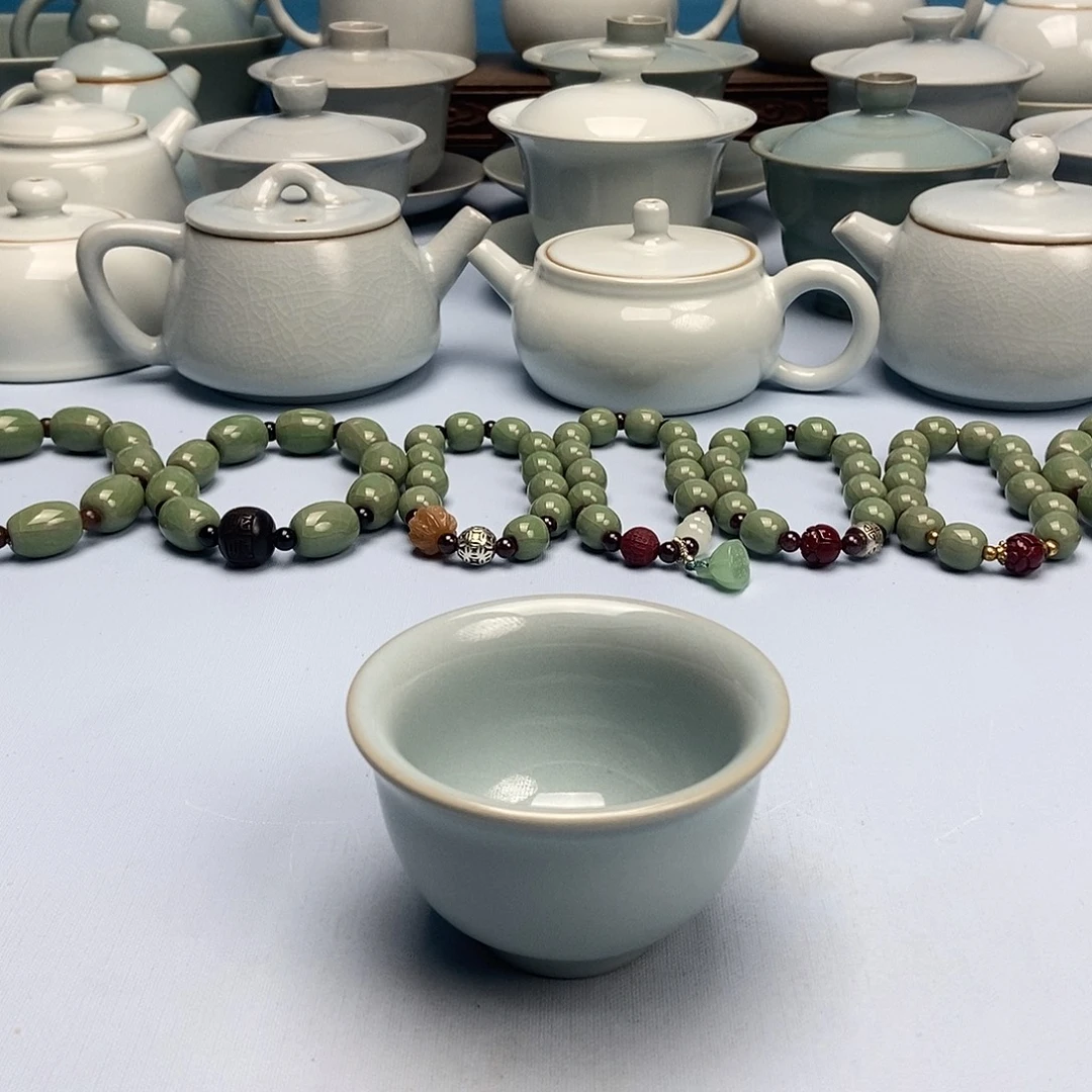 杯微瑕天青永乐压手杯原矿原釉原产地