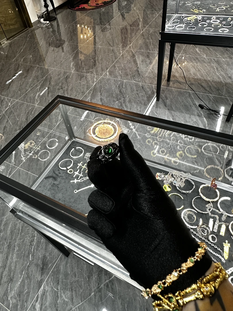 合金戒指 【涅槃 恶魔永生 戒指】黑色绿锆戒指国潮风发