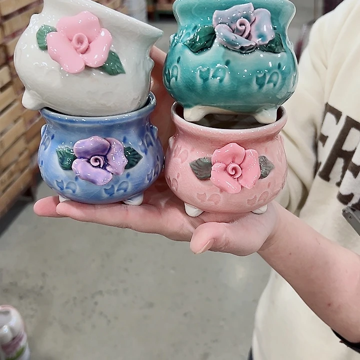 有孔.凑满10元发货多肉陶瓷花盆！