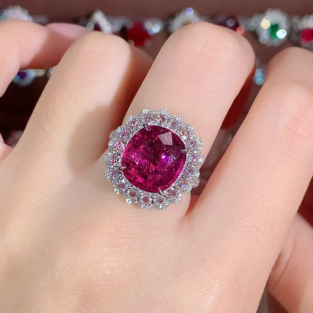 碧玺戒指18K金镶嵌6.7ct/天然宝石/七天无理由