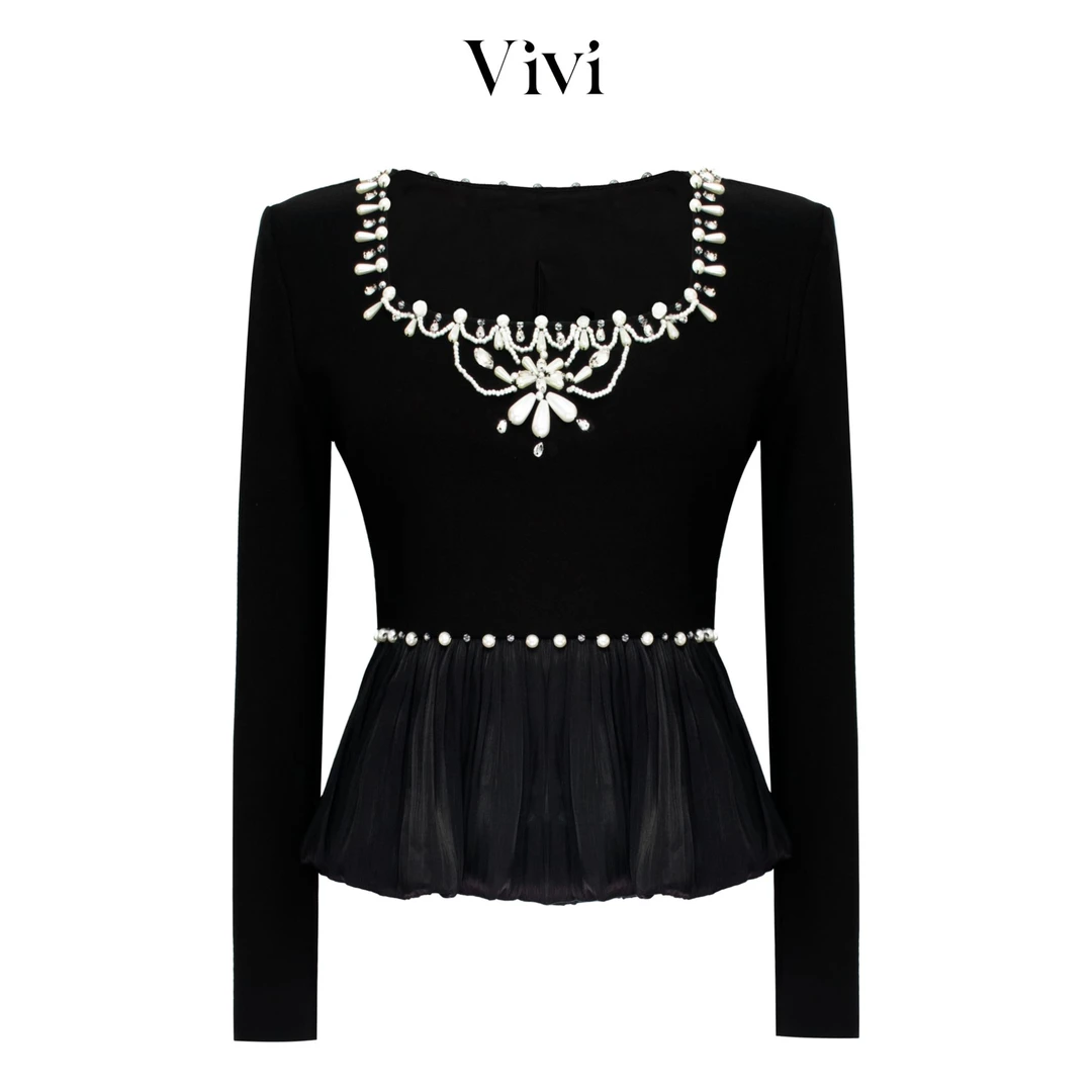 轻奢重工时尚百搭钉珠百褶衬衫02-TOMW25080466.