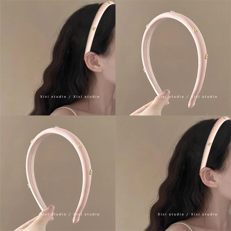 青柠白桃！银色蝴蝶结发箍！甜美粉色发箍温柔压发发卡2025款发饰