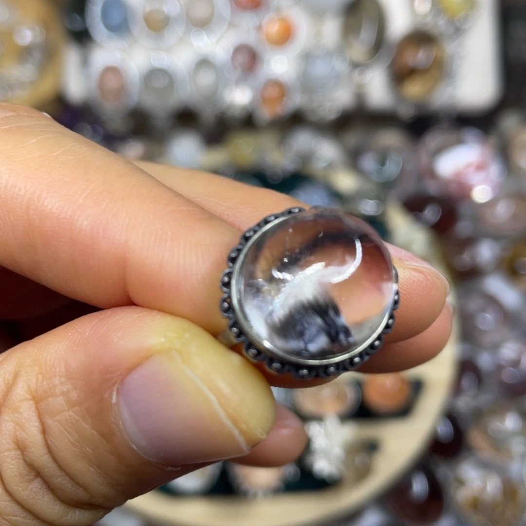 【闪购商品】银S925镶嵌珠宝半成品水晶戒指