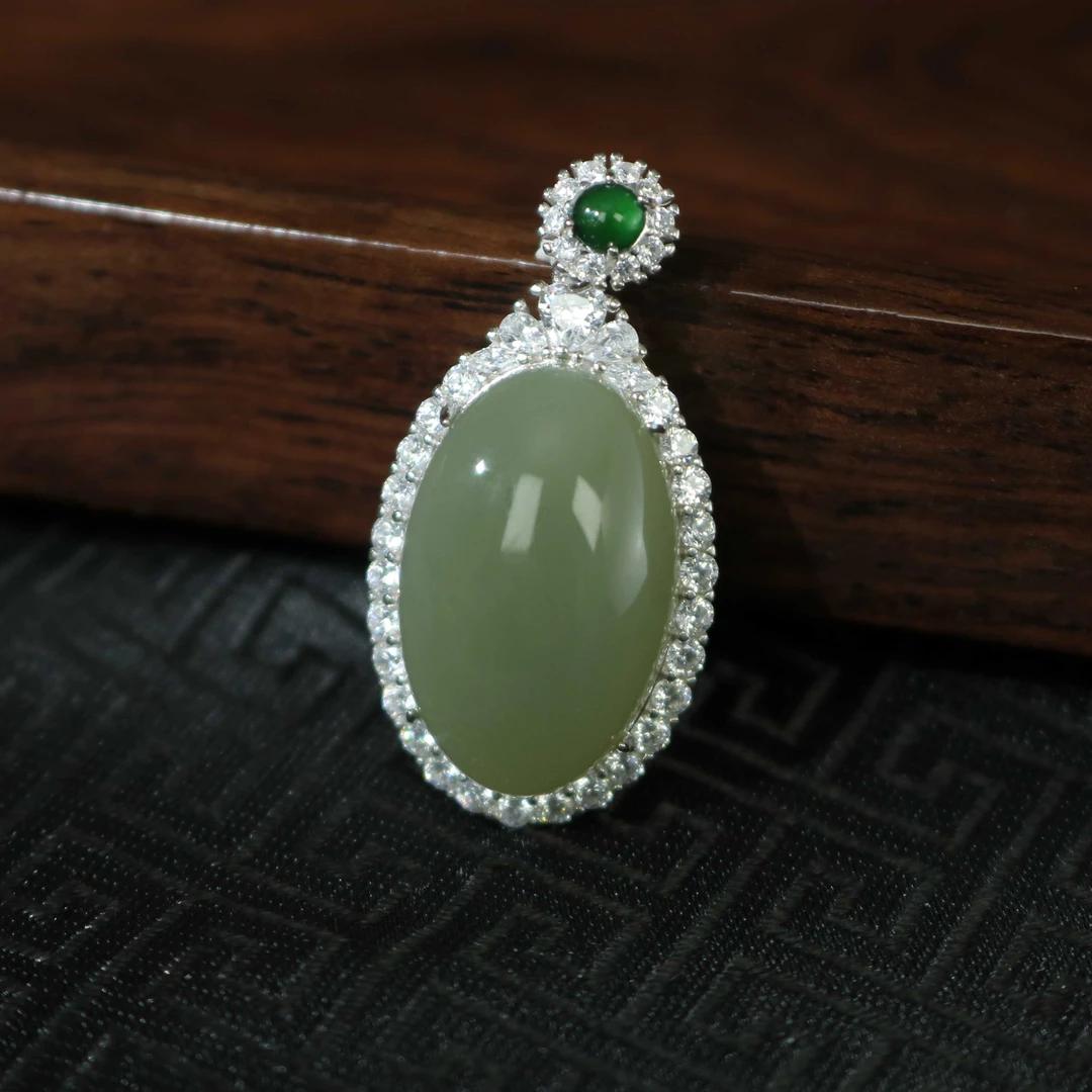 凰一品 和田玉晴水吊坠s925