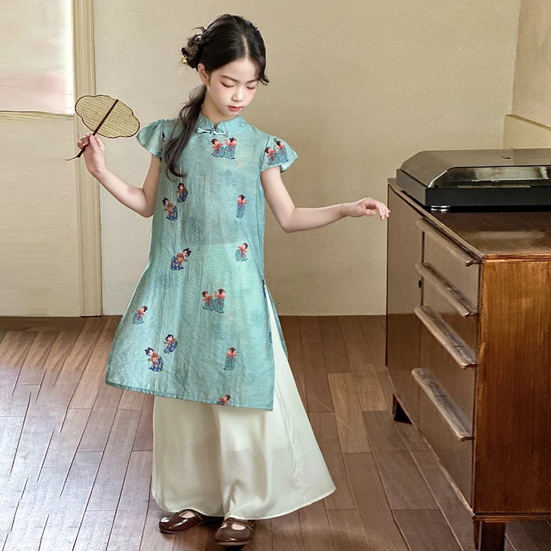 简约潮牌店铺儿童服装2025年新款衣服女童装夏装套装6-12岁高级感