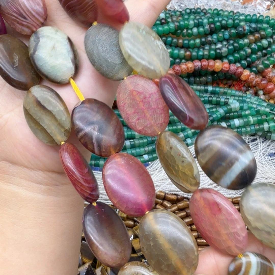 未镶嵌珠宝半成品水晶18×25磨砂老玛蛋型一条