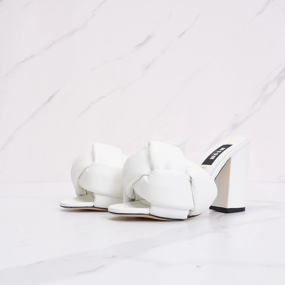 全新未使用/MSGM女士编织粗跟高跟鞋MGGS00074