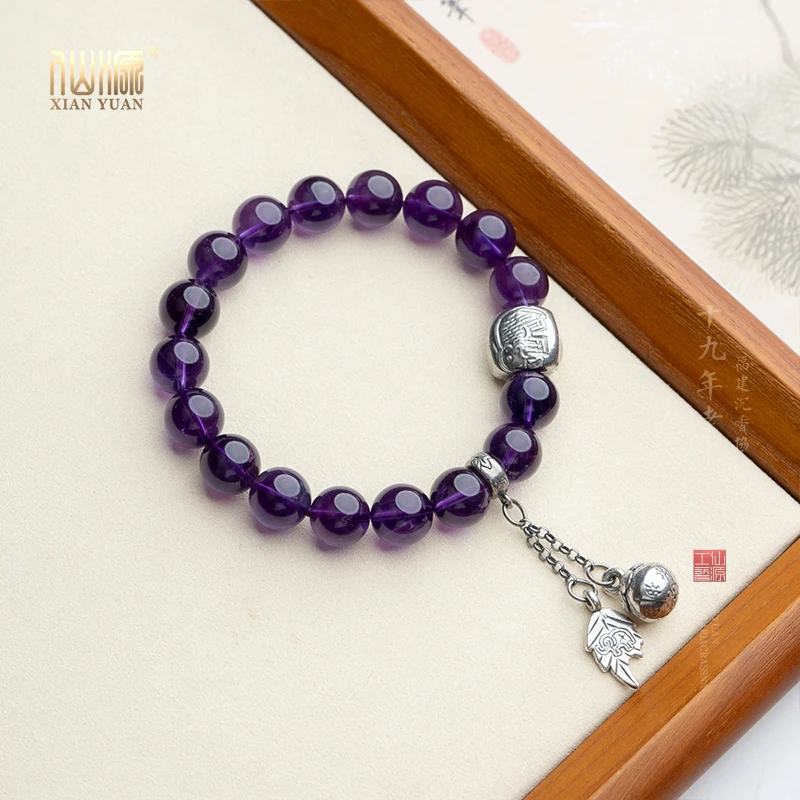 紫水晶11mm单圈手串弹力绳设计感轻奢小众设计水晶