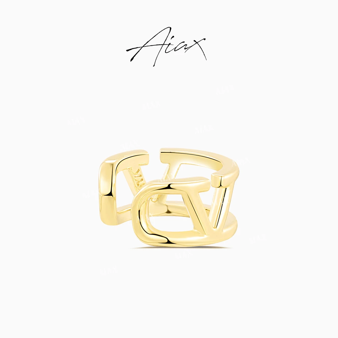 AIAX 镀K金 时尚百搭轻奢简约精致气质V型字母耳骨夹TSL1010