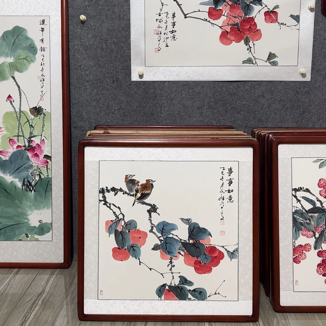 国画书画作品带框63×63