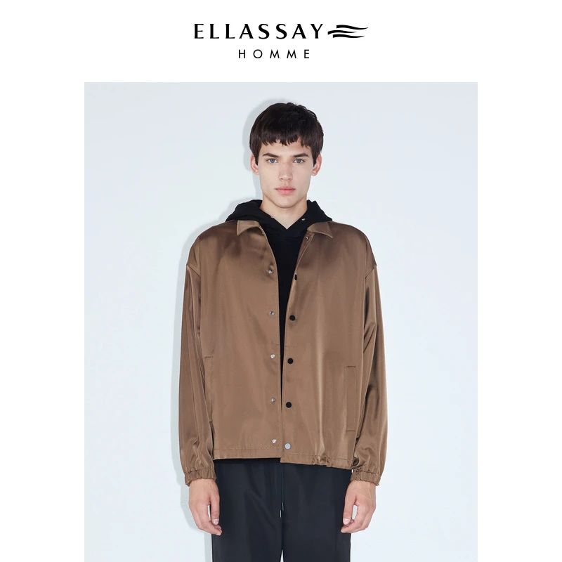 ELLASSAY歌力思男装秋冬时尚翻领宽松衬衫式外套男款EME334T05900
