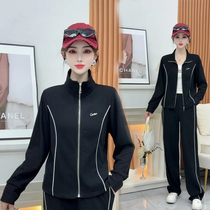 休闲时尚套装女2025春 新款高级感立领开衫减龄显瘦【两件套】