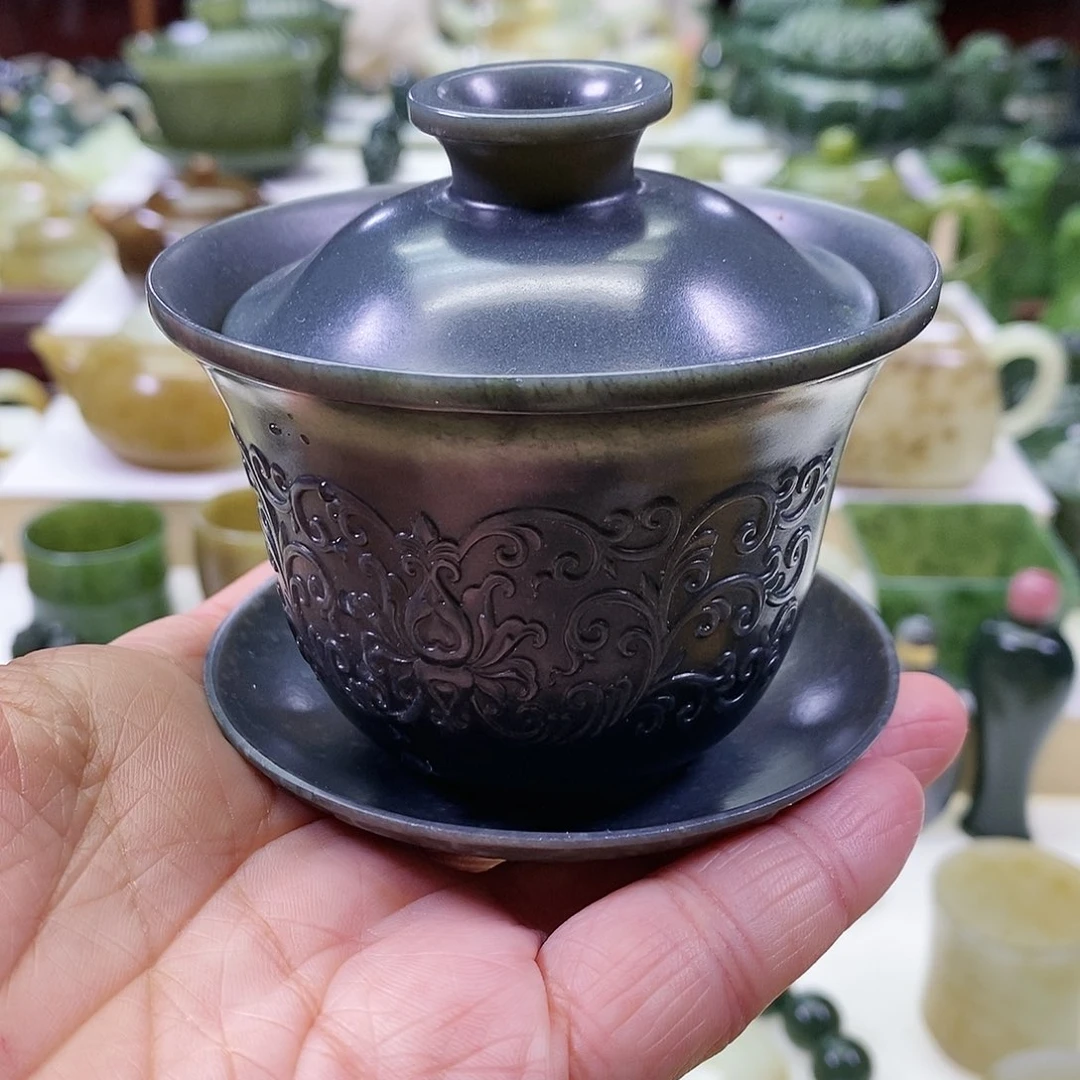 和田玉盖碗未镶嵌160ml