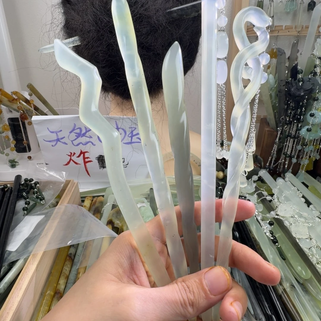 蛇纹石玉未镶嵌发饰冷****✔