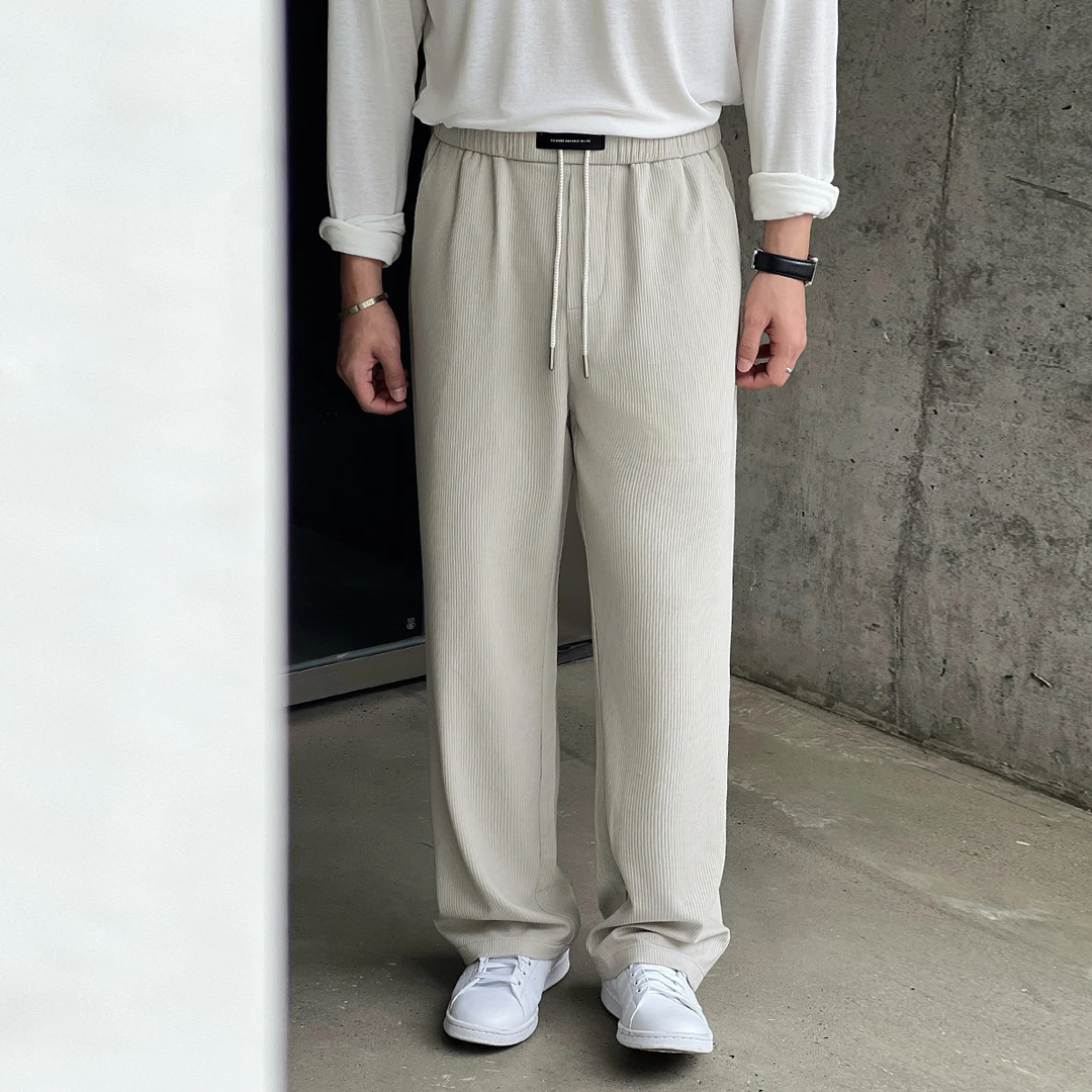 22号穿搭【冰感面膜裤】垂顺丝滑凉感夏季休闲裤肌理感显高直筒裤男