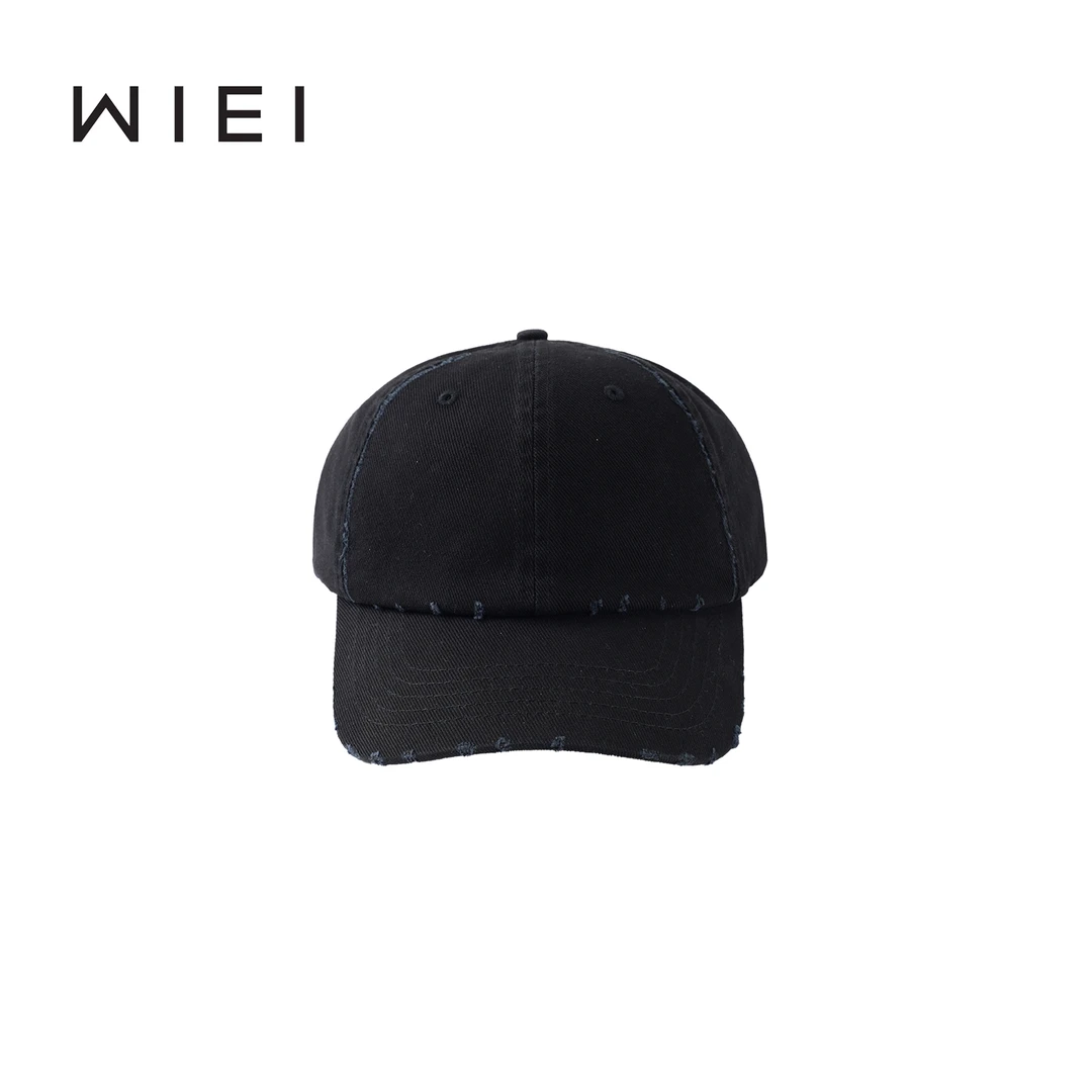 《WI EI》复古破洞须边做旧可调节鸭舌帽 9W002