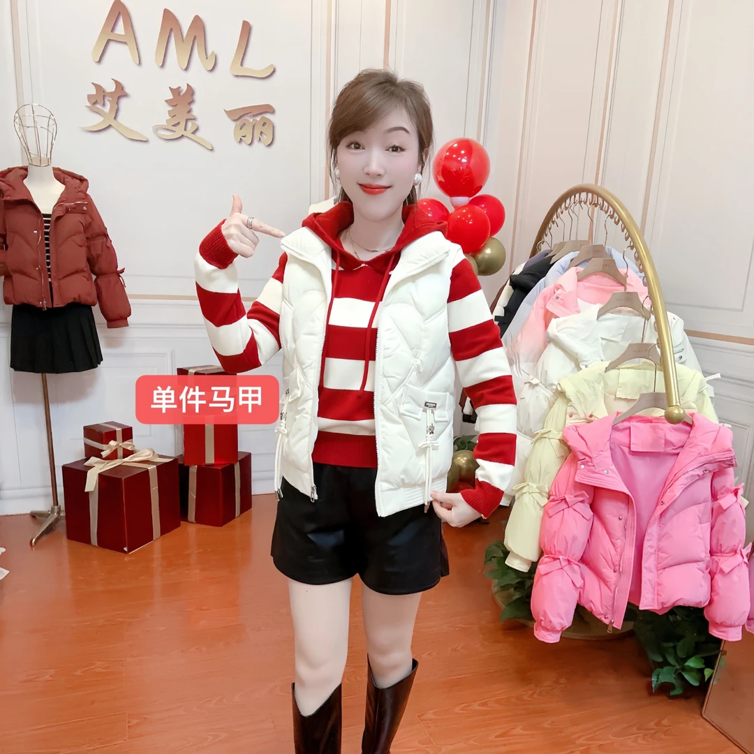 AML3中国结国风挂饰秋冬时尚百搭加厚保暖立领精梳棉修身马甲背心