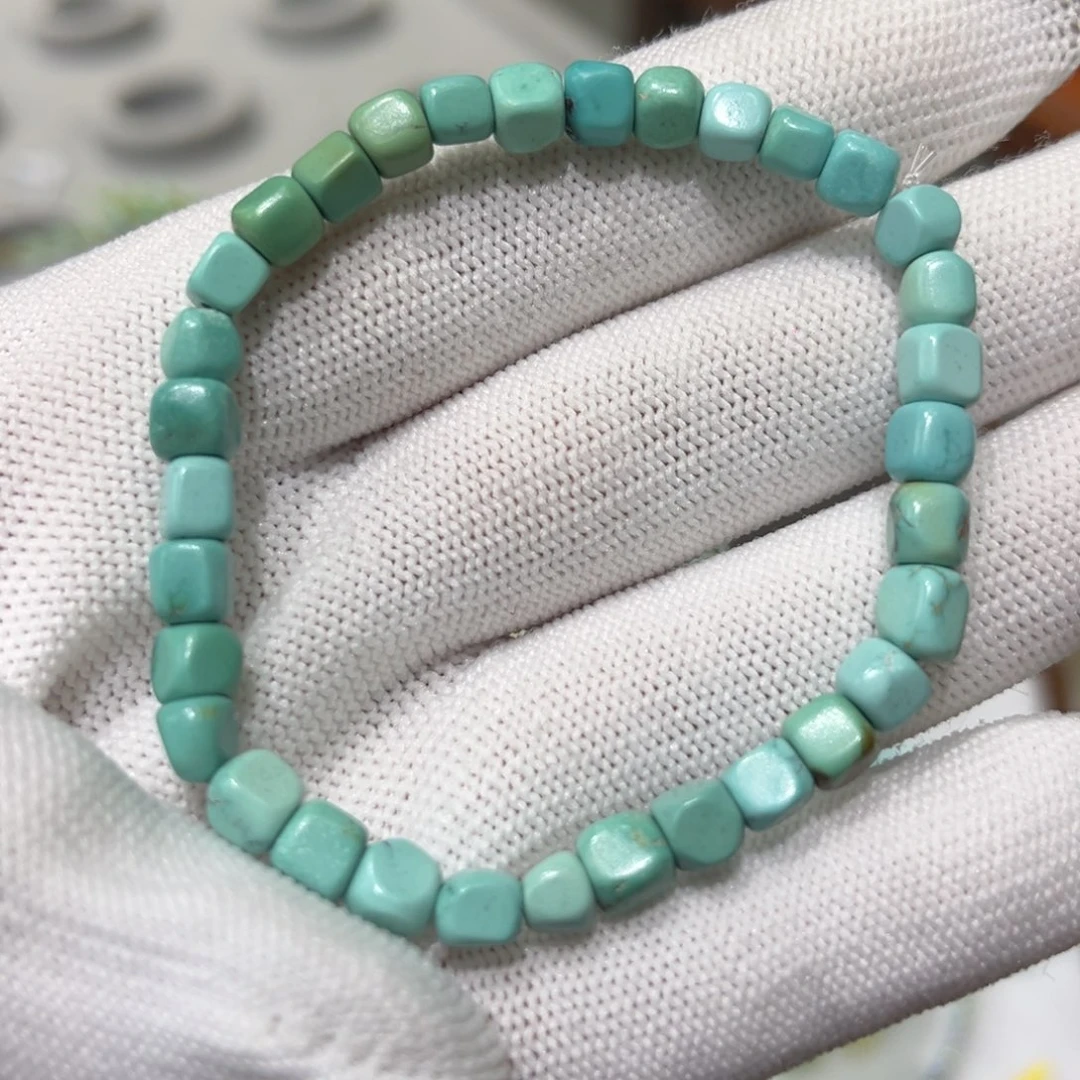 绿松石未镶嵌珠宝奇石方糖手串