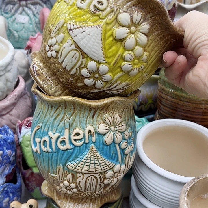 多肉绿植陶瓷花盆9.9包邮，有孔