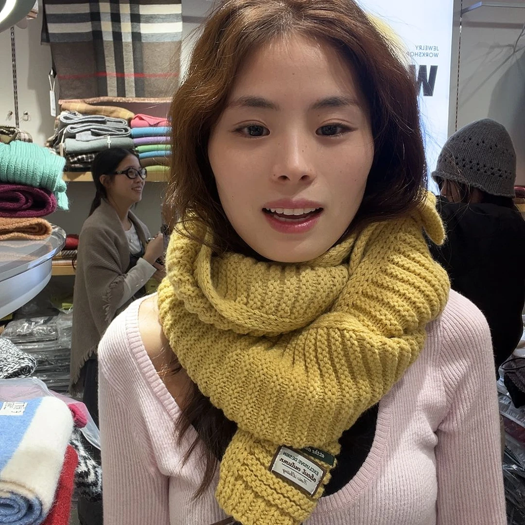 棉涤纯棉姜黄色围巾