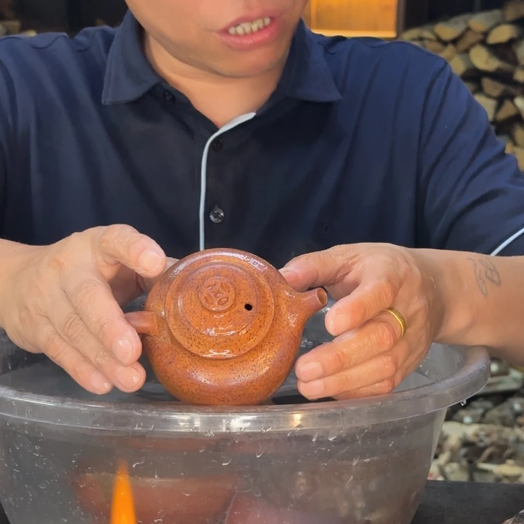 紫砂柴烧得中壶壶
