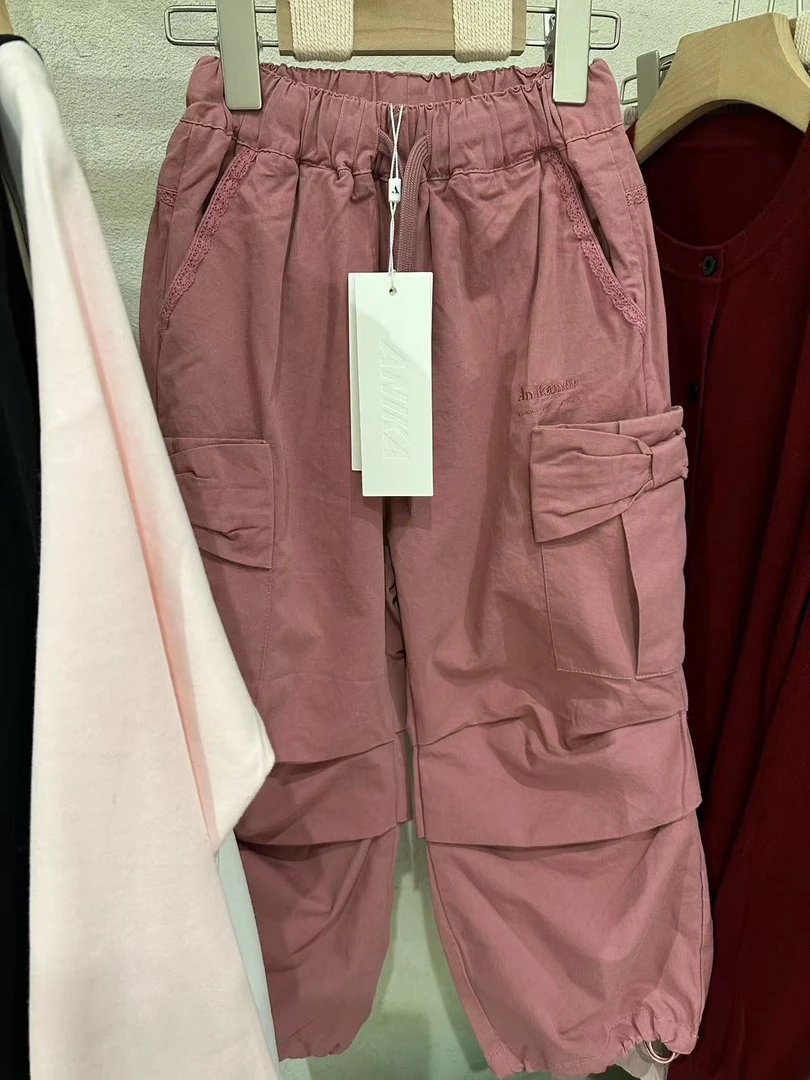 【haobaby】蝴蝶结大口袋甜美工装裤3796