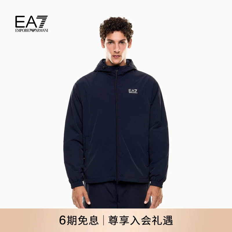 EMPORIO ARMANI/阿玛尼EA7/秋季新款男加绒连帽简约教练夹克外套