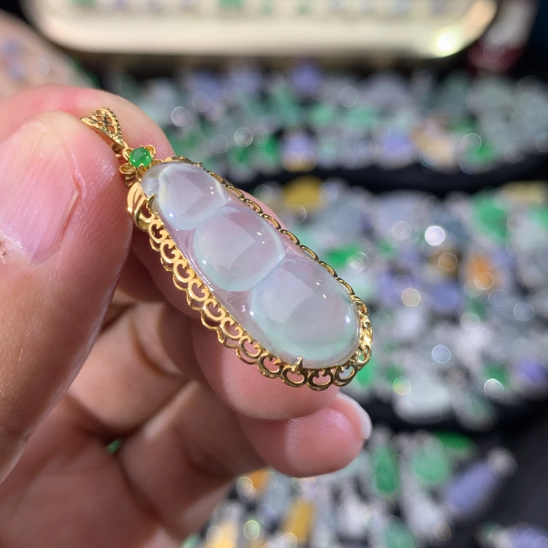 翡翠18K金镶嵌吊坠(不含链)