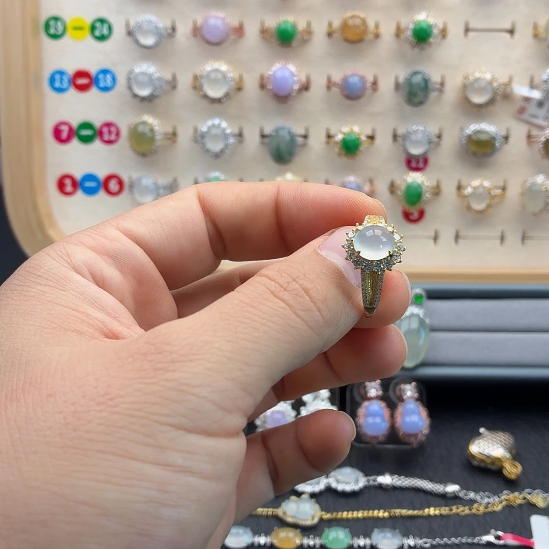 翡翠银S925镶嵌戒指