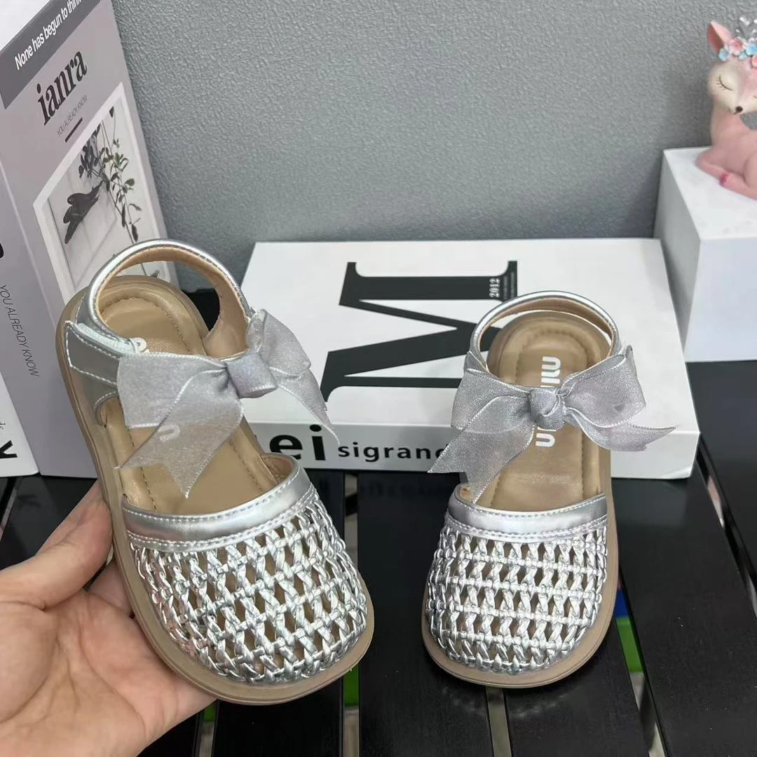 儿童镂空编织凉鞋女童公主鞋2025夏季新款韩版宝宝软底包头沙滩鞋